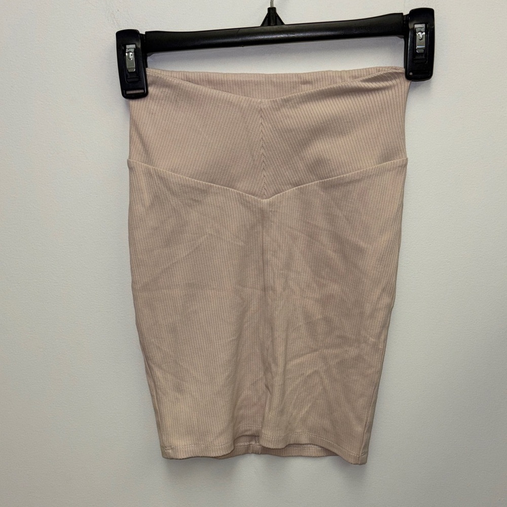 naked wardrobe Ribbed Knit Pencil Skirt - Oatmeal